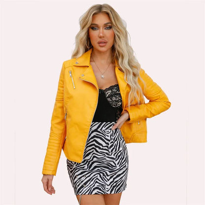 Black Women Faux Leather Jacket Spring Autumn Zipper Casual Pu Coat Female Biker Outerwear Ladies Clothes S-XXXL