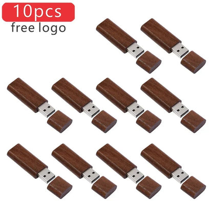 10PCS/LOT Wooden USB Flash Drive 128GB Pen Drive 64GB 32GB 4GB Memory Stick Wooden Box Free Custom Logo Creative Business Gifts