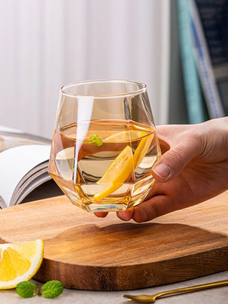 Taças de Vinho Borda Hexagonal 300ml Taça Transparente para Coquetéis Bar Festa Clube Banquete Utensílio para Beber Champanhe Limonada Água