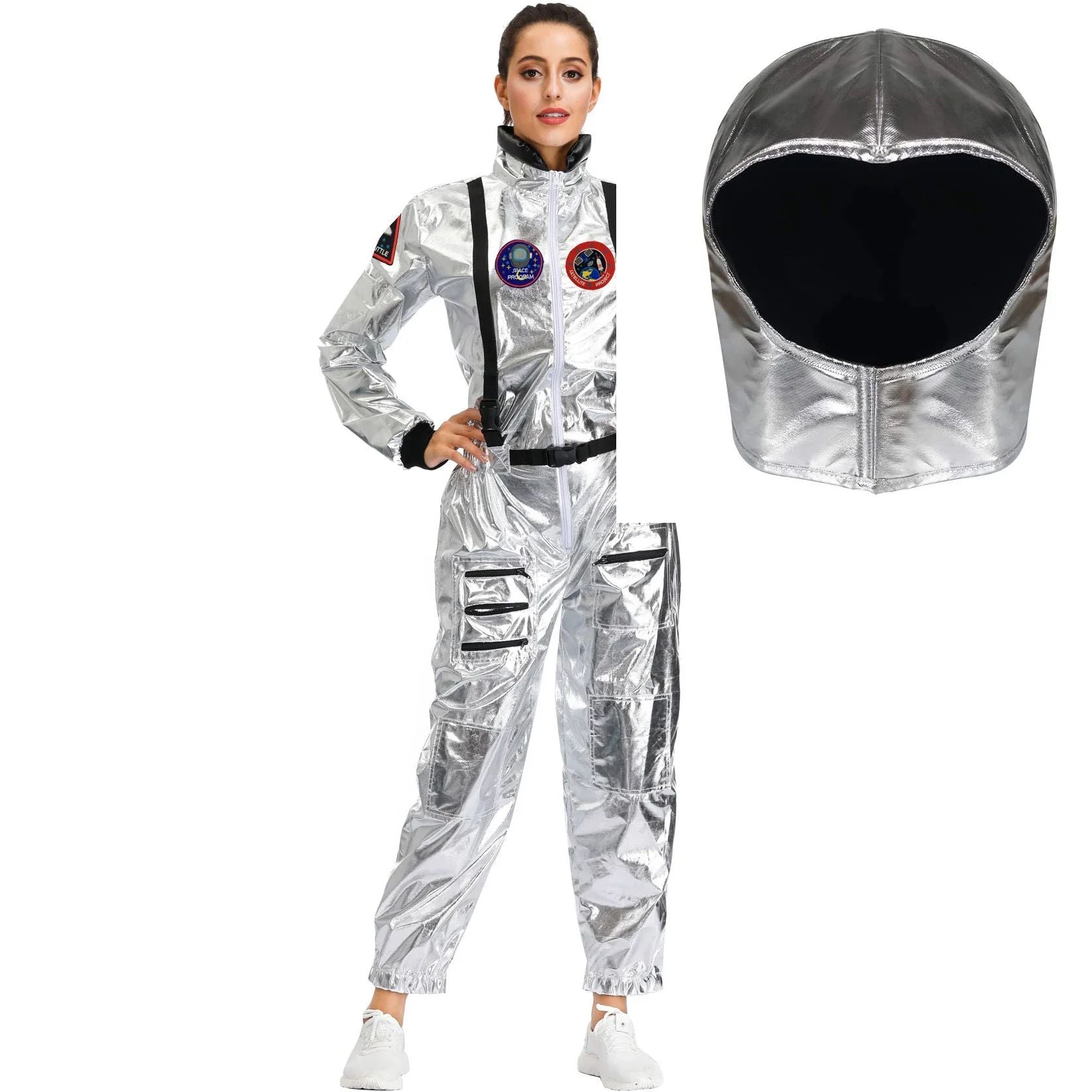 Astronaut Costume Spacesuit Silver Spaceman Men Women Space Suit Halloween Christmas Performance Spacesuit Costume Party Gift