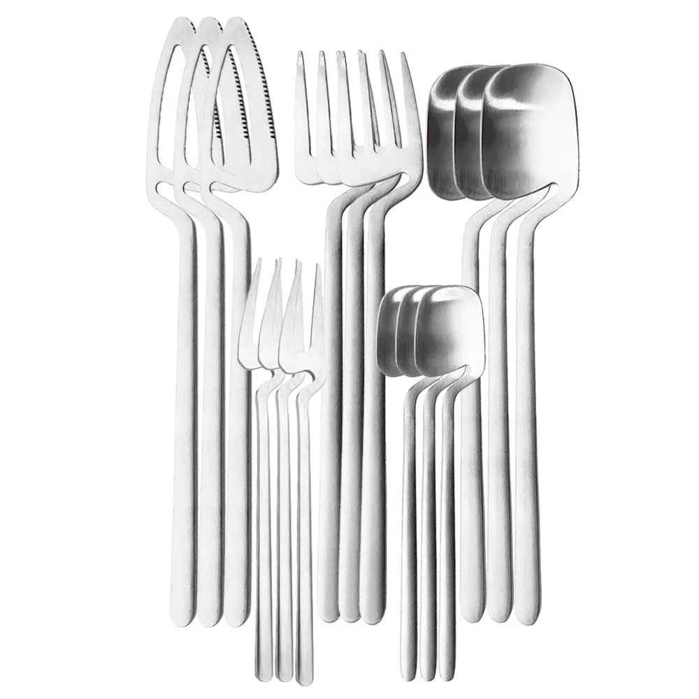 Conjunto de talheres de aço inoxidável fosco com 15 peças, faca, garfo, colher, conjunto de jantar, talheres de cozinha, serviço de prata