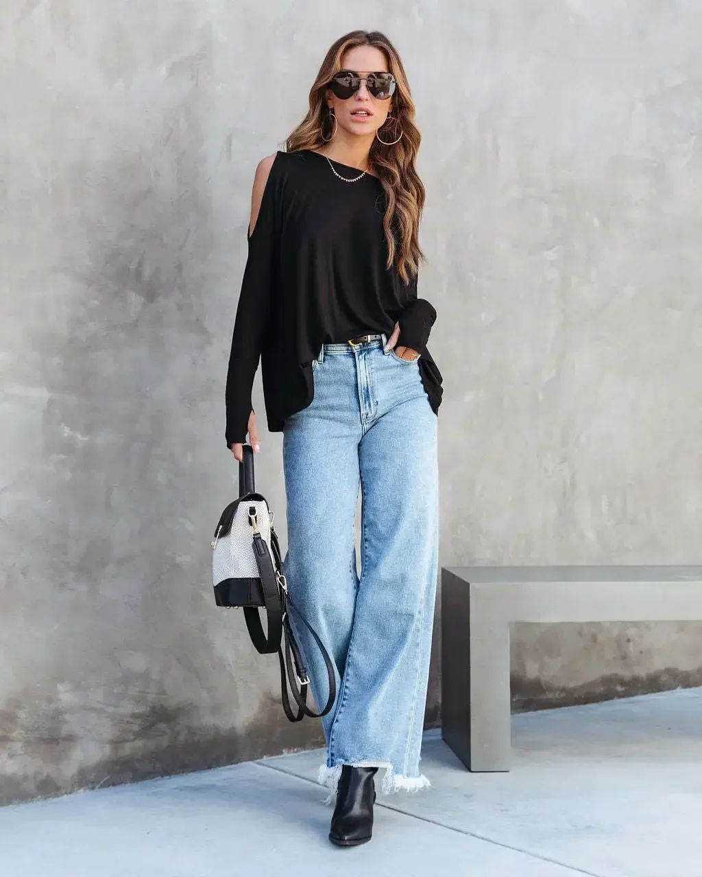 Women Denim Tassel Wide Leg Pants Jeans Washing Loose Fit Mid Waist Pockets Zipper Fly Solid Color Ankle Length Pants Basics