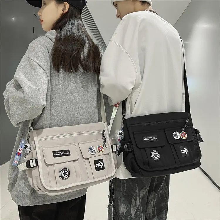 Harajuku Men Nylon Crossbody Bags for Women Messenger Bag Girls School Book Bags Youth Canvas Handbags Shoulder Bag Sac Bolsas