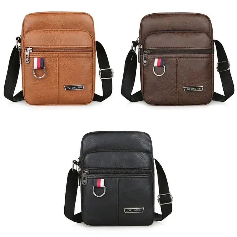 Crossbody Bag Men's High Quality PU Leather Shoulder Bag Large Capacity Chest Bag Fashion Casual Solid Color Crossbody Bag
