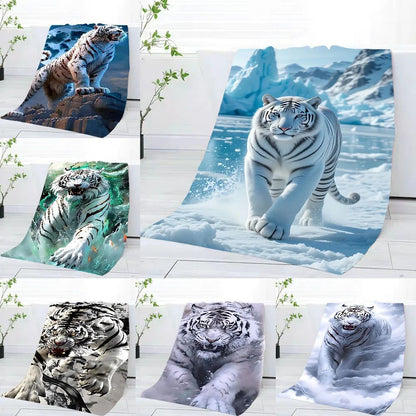 3D White Tiger Towel Home Bath Towels For The Body Towels Quick Drying Microfiber Beach Towel Man Women Sports Towel