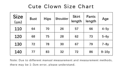2026 New Sydanne New Variety Clown Skirt Dress Set Cosplay Costume  Cute Clown Clothes Masquerade Halloween Costume