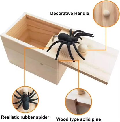 Trick Spider prank Funny Scare Box Wooden Hidden Box Quality Prank Wooden Scare Box Fun Game Prank Trick Friend Office Toys