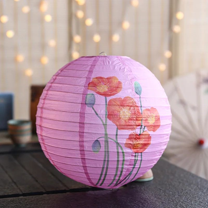 12Inch Printed Flower Round Chinese Paper Lanterns Birthday Wedding Decor Craft DIY Festival Lantern Party Supplies