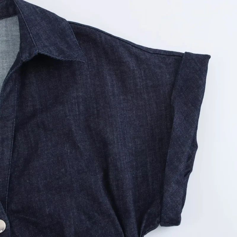 2025 traf Spring New 1975 series denim MIDI dress with lapel side zipper fashion
