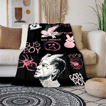 Satanic Cry Baby Lil Peep Flannel Blanket  , Soft Fluffy Warm Sofa Bed Throw Blanket More Size?fans warm gifts