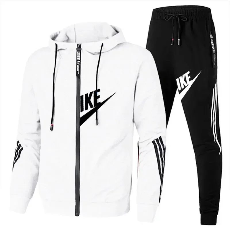 2025 New Autumn Men's Outdoor Jogging Casual Sport Pants + Sport Shirt Two-piece Set, Men's Daily Street Fashion Outfit