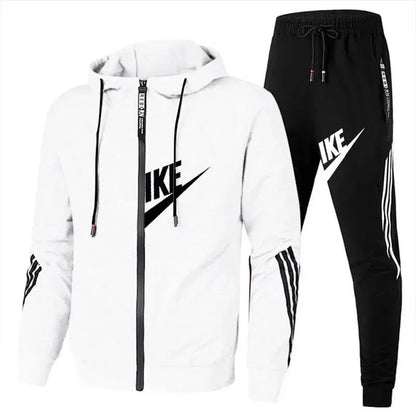2025 New Autumn Men's Outdoor Jogging Casual Sport Pants + Sport Shirt Two-piece Set, Men's Daily Street Fashion Outfit