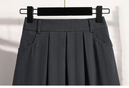 Solid Versatile Medium Length Pleated Skirt 2026 Plus Size Skirts A-Line Maxi Gown Spring Autumn New Half-length Umbrella Skirt