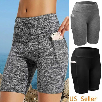 Women's High Waist Yoga Gym Shorts Lifting Push Up Tight Cycling Biker Shorts with Pockets Ideal for Running & Lady Gym Workouts