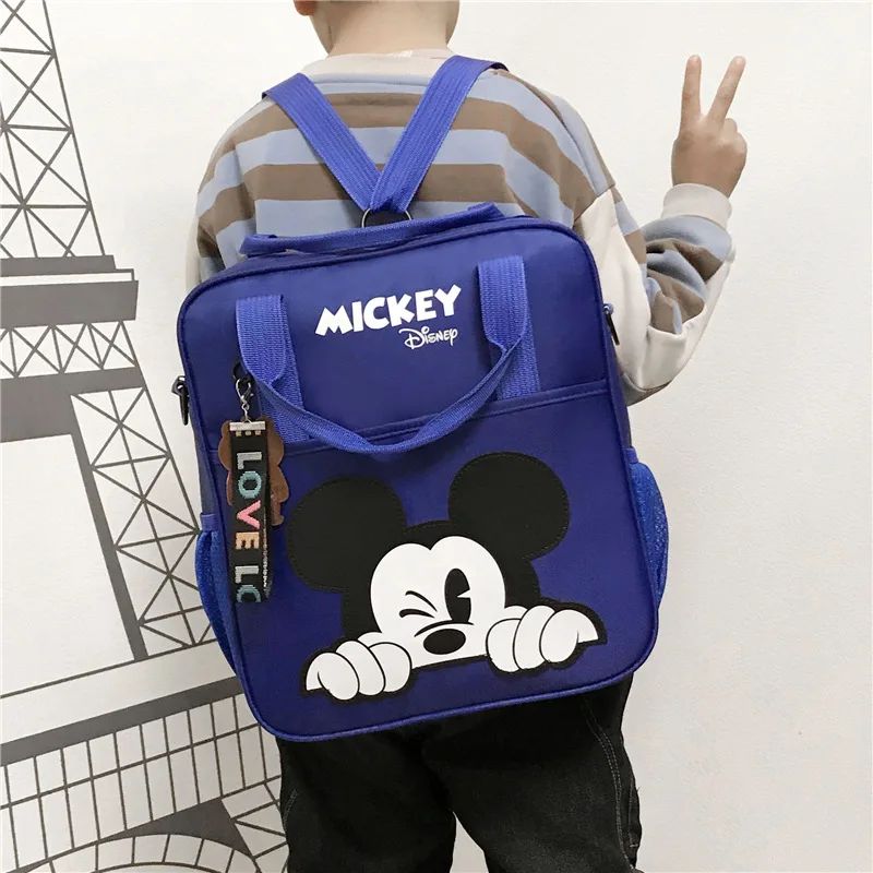 Disney Student Tutoring Bags Multifunctional Cartoon Mickey School Backpack Tote Bag Handbag Document Bookbag Square Schoolbag