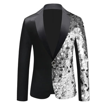 New Men Luxury Sequin Suit Jacket Silver / Gold Fashion Singer Bar KTV Dance Party Stage Performance Dress Blazers Coats