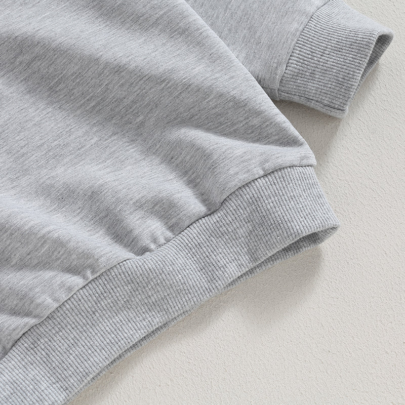 Toddler Baby Boy Girl Long Sleeve Crewneck Pullover Sweatshirt Outfits Solid Color Casual Clothes