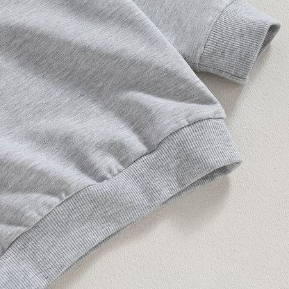 Toddler Baby Boy Girl Long Sleeve Crewneck Pullover Sweatshirt Outfits Solid Color Casual Clothes