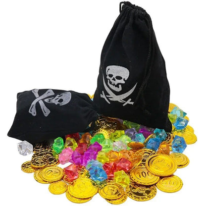 Boys Pirate Skull Dress Up Clothes Kids Printed Striped T-Shirt Pants Partywear Captain Jack Adventure Pirate Toys Gifts