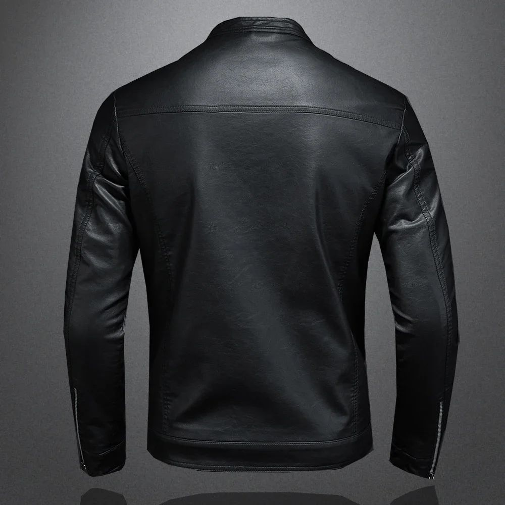 Leather Men's Jacket Spring and Autumn Casual Motorcycle Armored Jacket Black Motorcycle PU Leather Jacket Men's Clothing M-5XL