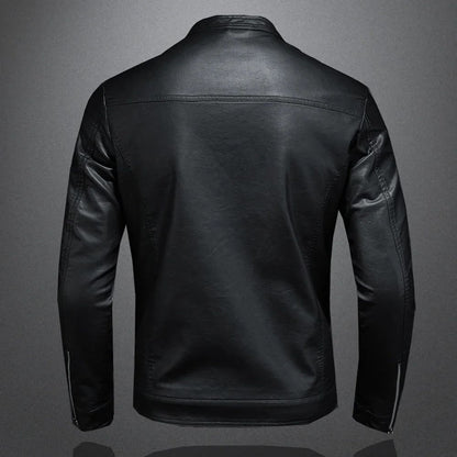 Leather Men's Jacket Spring and Autumn Casual Motorcycle Armored Jacket Black Motorcycle PU Leather Jacket Men's Clothing M-5XL