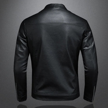 Leather Men's Jacket Spring and Autumn Casual Motorcycle Armored Jacket Black Motorcycle PU Leather Jacket Men's Clothing M-5XL