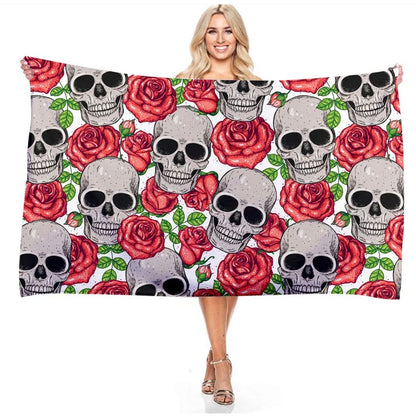 Psychedelic Skull Bath Towel - Vibrant Design, Soft Absorbent, Perfect for Summer Fun, Adds Artistic Vibes to Your Beach Days