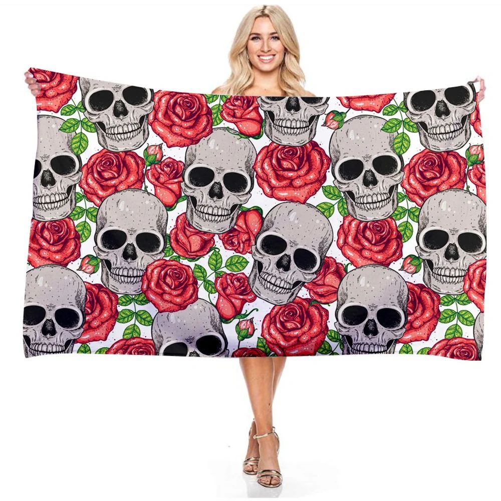 Psychedelic Skull Bath Towel - Vibrant Design, Soft Absorbent, Perfect for Summer Fun, Adds Artistic Vibes to Your Beach Days