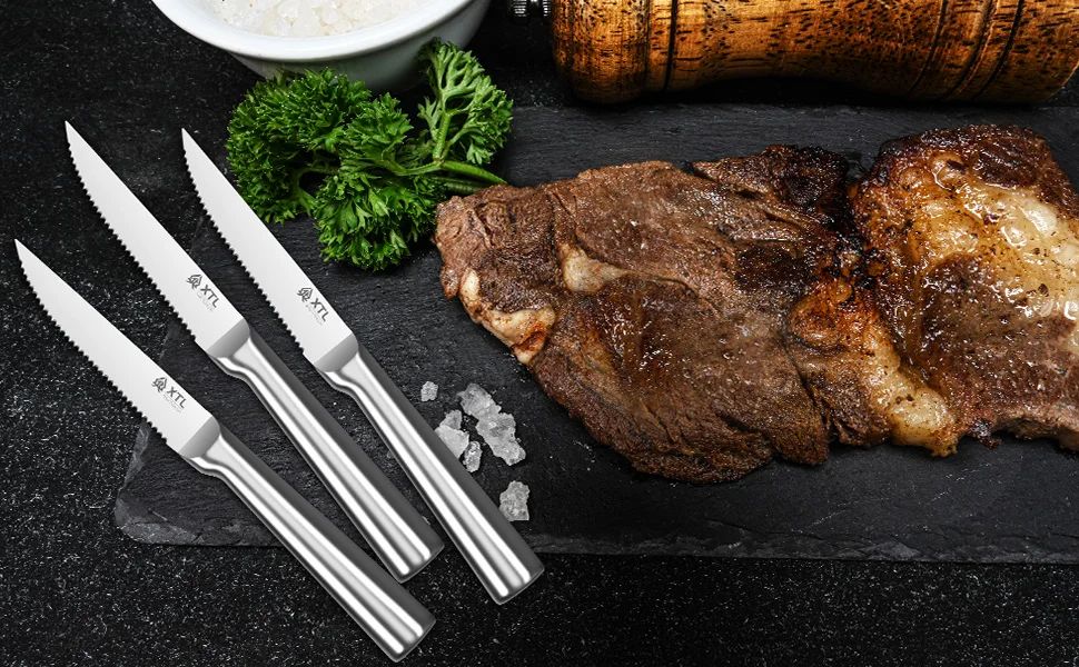 Conjunto de Facas para Carne 4/6/8 Peças Lâmina de Aço Inoxidável seiko Facas de Cozinha Afiadas Faca de Jantar Cortador de Carne Conjunto de Talheres