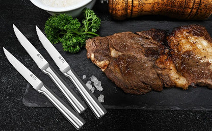 Conjunto de Facas para Carne 4/6/8 Peças Lâmina de Aço Inoxidável seiko Facas de Cozinha Afiadas Faca de Jantar Cortador de Carne Conjunto de Talheres
