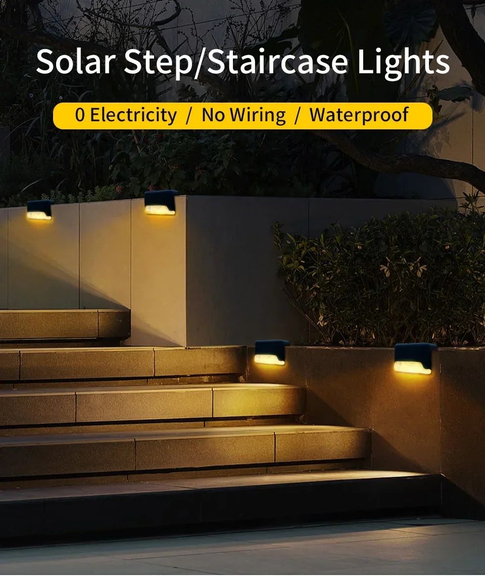 1-8Pack Solar Deck Lights Outdoor Waterproof Solar LED Lights Garden Decor Sunlight for Stairs Railing Yard Pathway Lighting