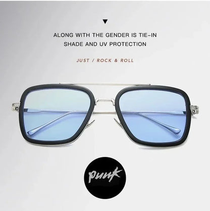 Fashion Tony Stark Sunglasses Iron Man Sun Glasses Vintage Square Metal Frames