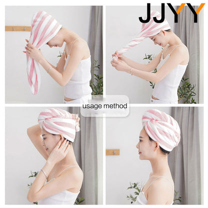 JJYY Towel Bathroom Absorbent Women Adult Quick-Drying Bath Thicker Shower Long Curly Hair Cap Dry Head Hair Towel Microfiber