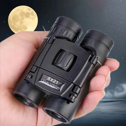 1 unidade Binóculos HD Zoom, Telescópio de Longo Alcance 8X21 com Design Dobrável Compacto para Turismo e Acampamento ao Ar Livre