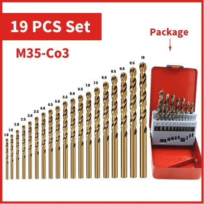 Broca Helicoidal de Cobalto HSS M35 Jogo de Ferramentas Acessórios para Perfuração de Metal Aço Inoxidável