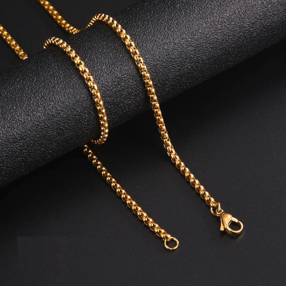 Colar Corrente Longa Skyrim Fashion Aço Inoxidável Punk Básico 2-7mm de Espessura Joia de Presente para Homens Mulheres Atacado