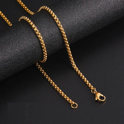 Colar Corrente Longa Skyrim Fashion Aço Inoxidável Punk Básico 2-7mm de Espessura Joia de Presente para Homens Mulheres Atacado