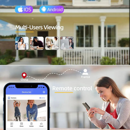 Câmera WIFI PTZ de Lente Dupla Tuya 4K 8MP para Exterior com Tela Dupla Ai Detecção Humana Automática Segurança com Alexa Google