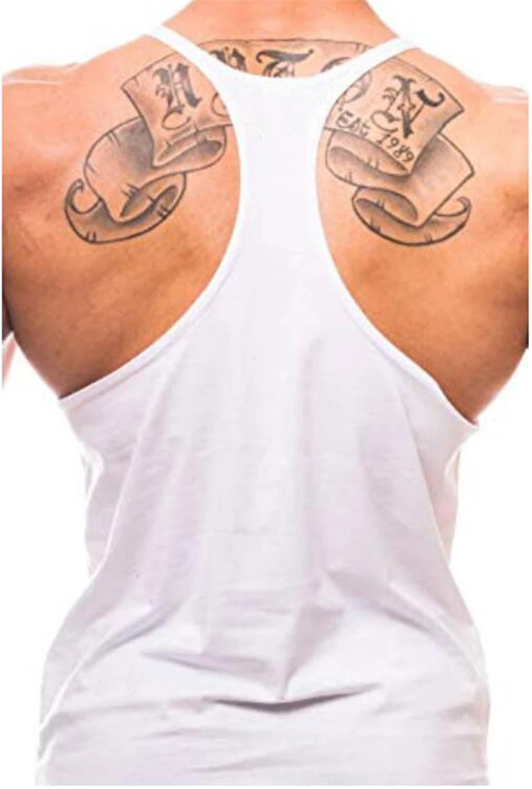Gym Bodybuilding Fitness Vests Mens Running Sport Cotton Tank Tops Summer Breathable Sleeveless Y Back Suspender Belt Undershirt