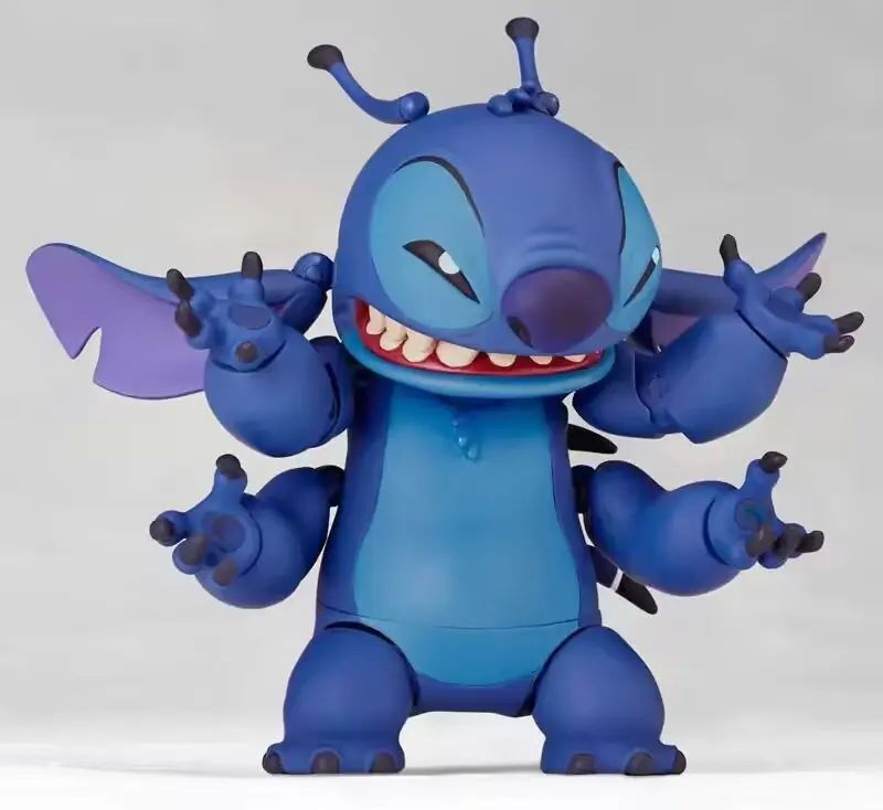 2025 Nova Figura de Ação Kaiyodo Stitch Revoltech Stitch Figura Articulada Modelo Móvel Brinquedos Versão KO Coleção Presentes Infantis