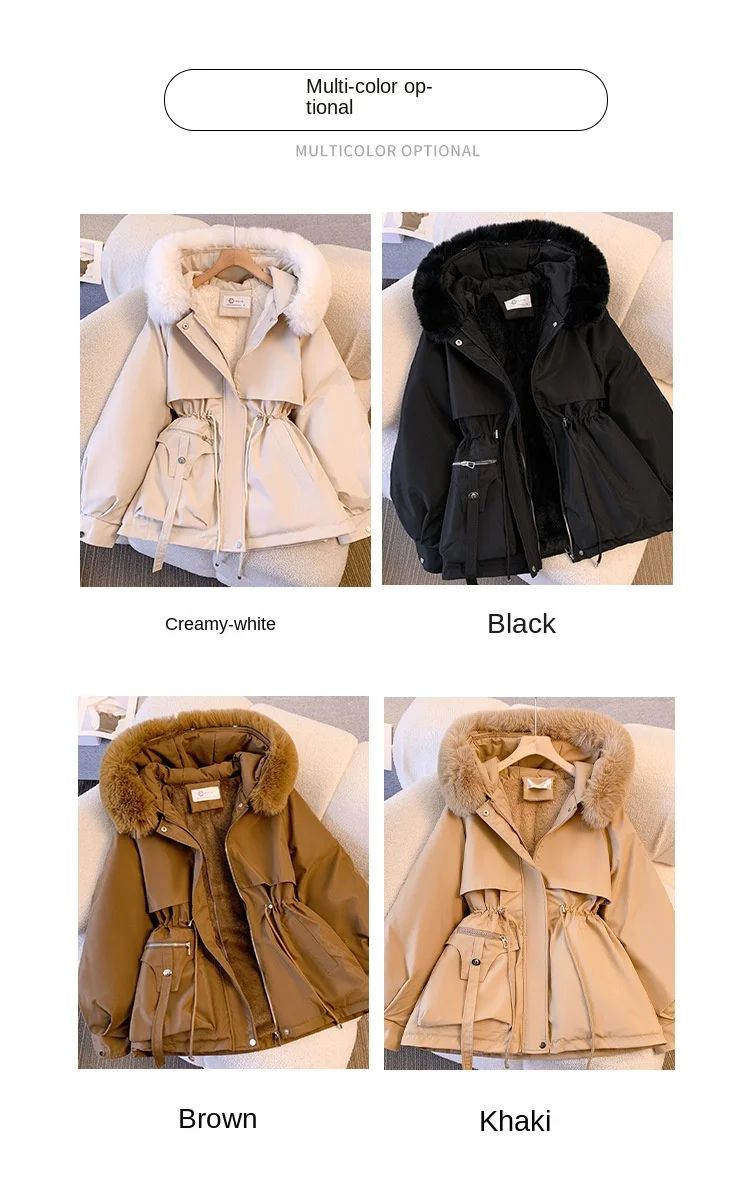 2024 New Autumn and Winter Lined Hood Down Jacket Winter Coat for Women Warm Drawstring Padded Parkas  Female Puffer Outwear