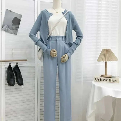 Korean High Waist Nine Point Trousers Female Fall Summer Casual Loose Office Lady Suit Pants Fashion Solid Color Work Pant New