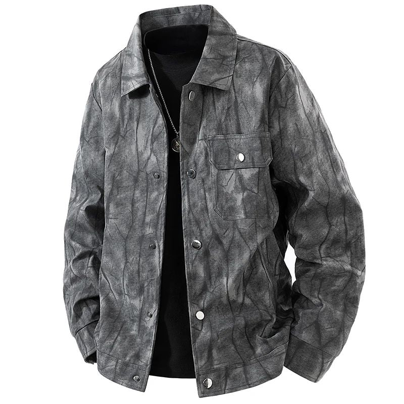 Jaqueta corta-vento, moderna, casual, versátil, casaco comprido, tie-dye, jaqueta de pesca, jaqueta de voo americana retrô, jaqueta jovem