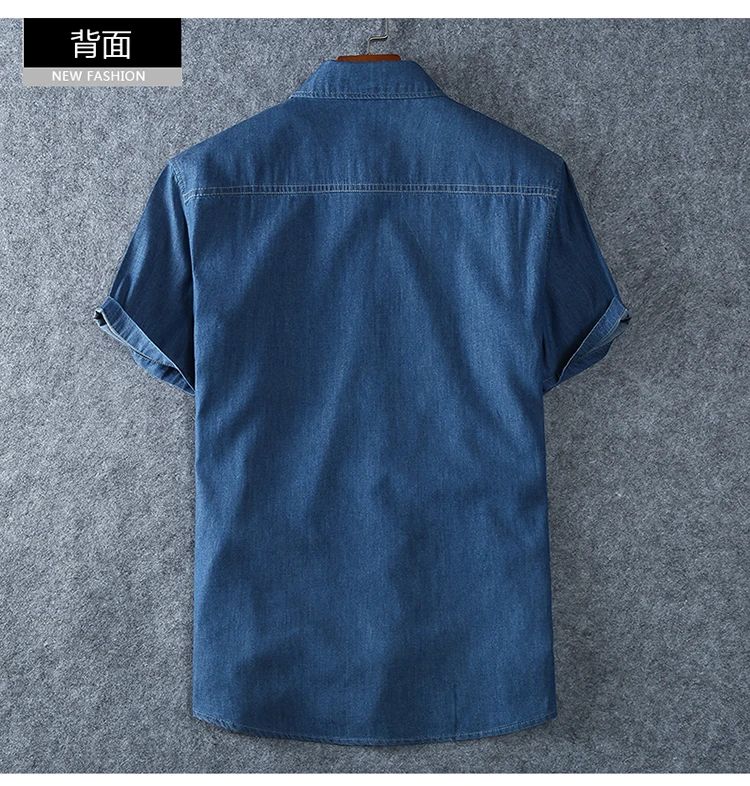 Plus Size L-5XL 6XL 7XL 8XL Men's Cotton Thin Denim Shirts New Summer Short Sleeves High Quality Men Cotton Casual Jean Shirts