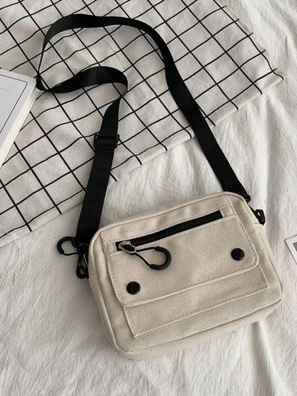 Women Canvas Handbags Korean Mini Student Bag Cell Phone Simple Small Crossbody Casual Ladies Zipper Shoulder Bag