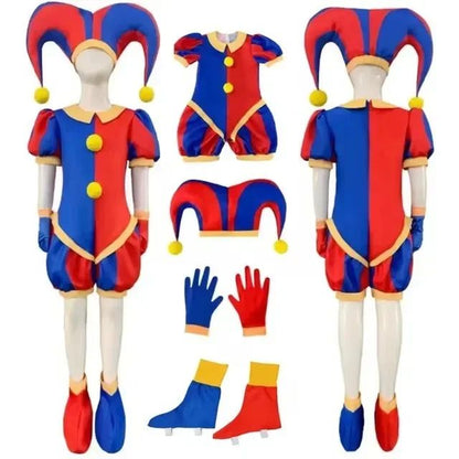 Circus Jumpsuit Theater Cartoon Pomni Digital Cosplay Hat Suits Clothing  Kids Gifts Party Carnival Vestido Christmas Costume