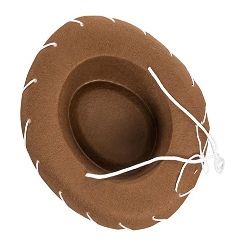 Chapéu de Cowboy Marrom e Vermelho de Feltro Estilo Lenhador Ajustável com Aba Larga Ocidental para Esportes ao Ar Livre Escalada Festa no Deserto Suprimentos