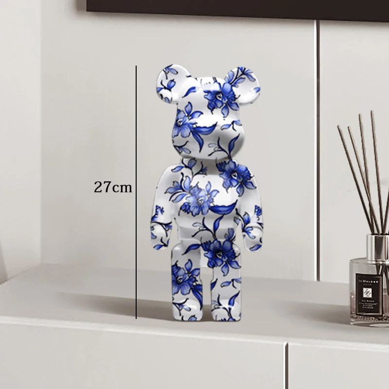 Estátua Urso Graffiti 27cm Bloco Tinta Urso Decoração Enfeites de Resina para Desktop Decoração de Casa Sala de Estar Urso Escultura de Chão Presentes