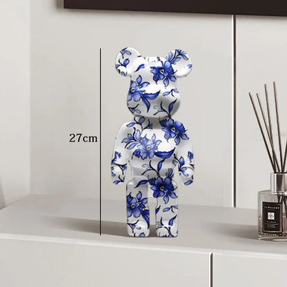 Estátua Urso Graffiti 27cm Bloco Tinta Urso Decoração Enfeites de Resina para Desktop Decoração de Casa Sala de Estar Urso Escultura de Chão Presentes