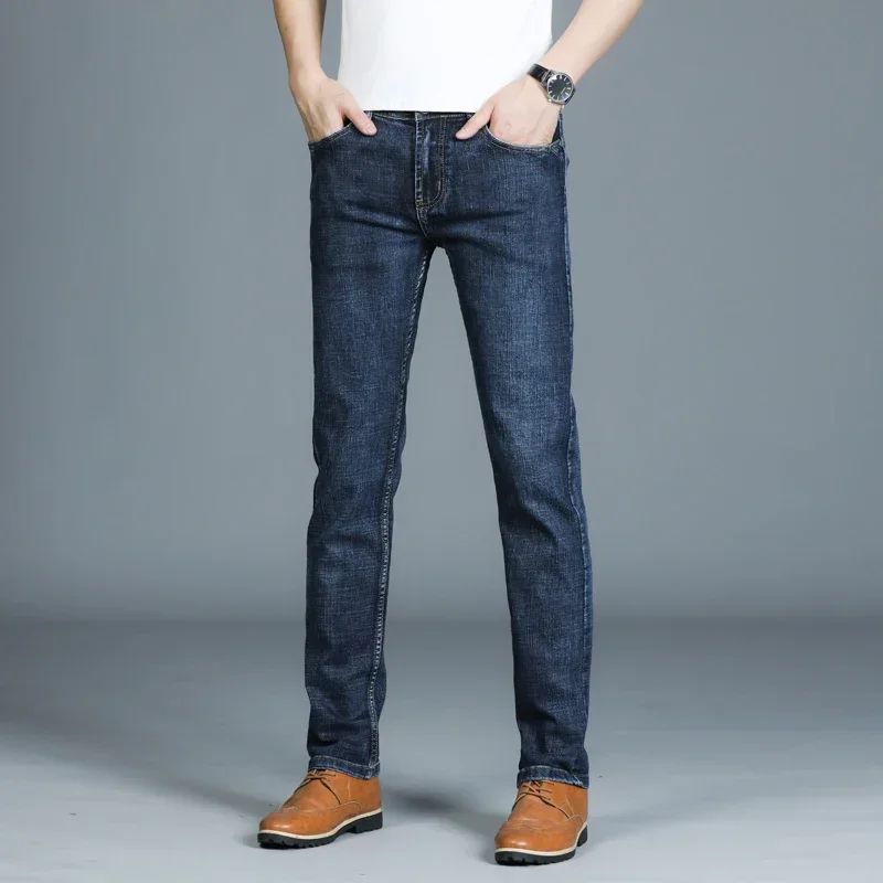 Mens High Quality Jeans Fashion Straight Denim Pants Men Classic Casual Jeans Male Plus Size Denim Trousers Ripped Jeans 28-40